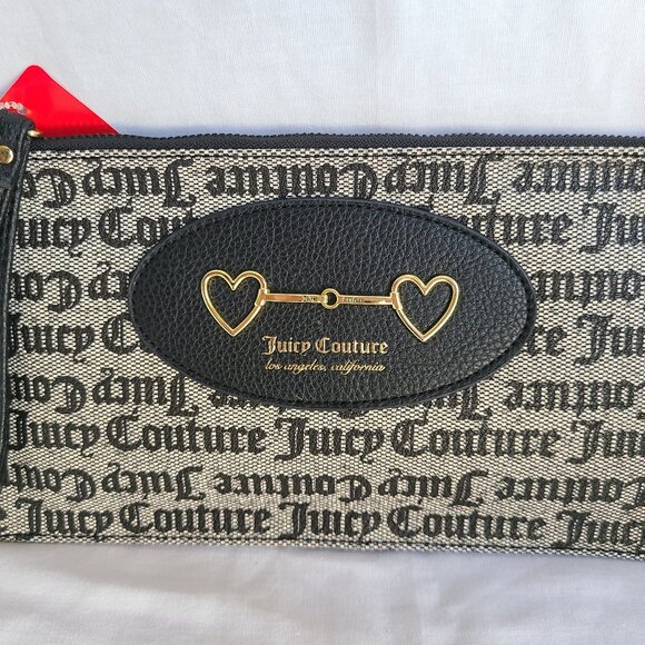JUICY COUTURE LOS ANGELES WRISTLET WALLET HEART TO HEART BLACK NEW AUTHENTIC - Picture 1 of 4